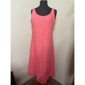 NWT Eileen Fisher Pink Linen Tank Dress with Ruffle Hem Size S